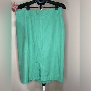 Ann Taylor Green Sz 14 Long Front Slit Skirt EUC